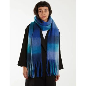 Blue Vanilla Checked Fluffy Scarf - ONE / BLUE PATTERN - female