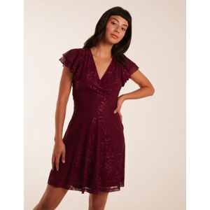 Blue Vanilla Double Frill Wrap Dress - 10 / WINE - female