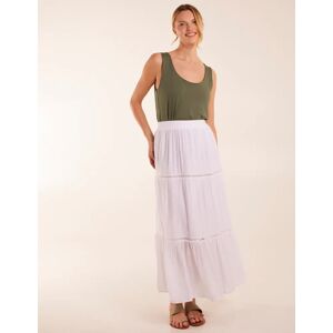 Blue Vanilla Ladder Trim Maxi Skirt - L / WHITE - female