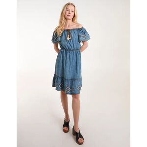 Blue Vanilla Denim Embroidered Tiered Dress - M / Light Denim - female