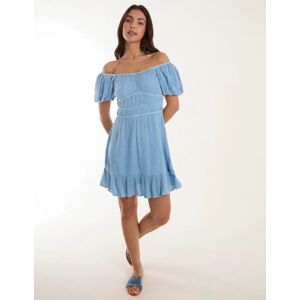 Blue Vanilla Puff Ball Mini Dress - 12 / Light Denim - female