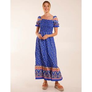 Blue Vanilla Shirred Floral Maxi Dress - 10 / BLUE - female