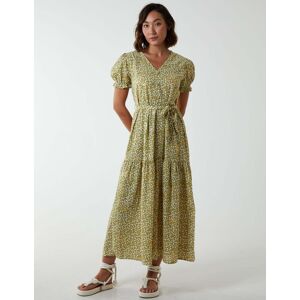 Blue Vanilla Belted Ditsy Maxi Dress - 10 / LIME - female