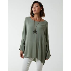 Blue Vanilla Cheesecloth Necklace Top - ONE / KHAKI - female