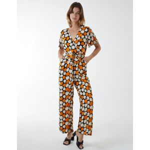 Blue Vanilla Abstract Honeycomb Cross Over Jumpsuit - L / BLACK - female