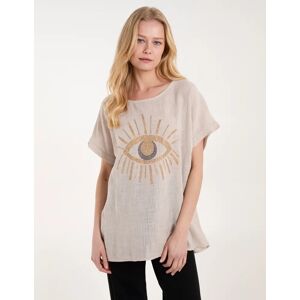 Blue Vanilla Eye Diamante Cotton T-Shirt - ONE / STONE - female