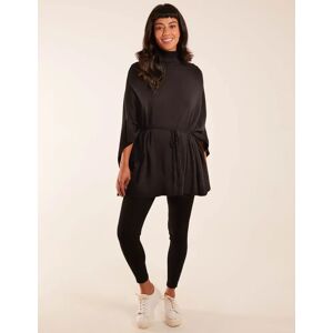 Blue Vanilla Roll Neck Drawstring Poncho - ONE / BLACK - female