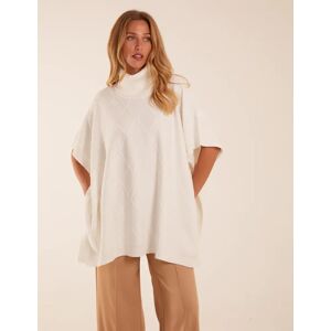 Blue Vanilla Check High Neck Poncho - ONE / CREAM - female