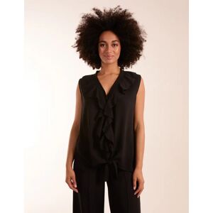 Blue Vanilla V Neck Ruffle Top with Knot - S/M / BLACK - female