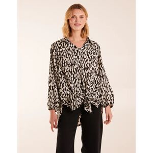 Blue Vanilla High Low Hem Tie Knot Blouse - M/L / BLACK/WHITE - female