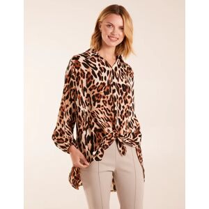 Blue Vanilla Leopard Print Blouse - S/M / STONE - female