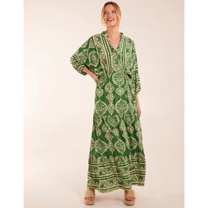 Blue Vanilla Aztec V-Neck Tiered Maxi Dress - L / GREEN - female