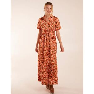 Blue Vanilla Maxi Shirt Belt Dress - 16 / Rust - female