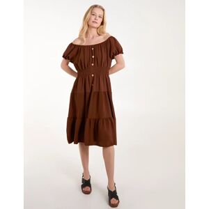 Blue Vanilla Coconut Button Dress - ONE / CHOCOLATE - female