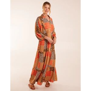 Blue Vanilla Abstract Pattern Maxi Dress - L / ORANGE - female