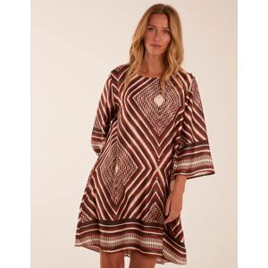 Blue Vanilla Aztec Border Straight Line Dress - S/M / BROWN - female