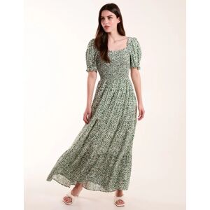 Blue Vanilla Square Neck Short Puff Sleeve Dress - 12 / GREEN - female