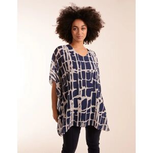 Blue Vanilla Double Layer V Print Top - ONE / NAVY - female