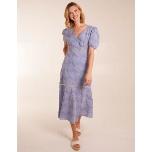 Blue Vanilla Broderie Anglaise Puff Sleeve Midi Dress - 16 / BLUE - female