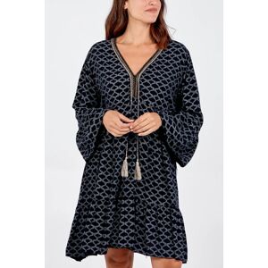 Blue Vanilla Tassel Tiered Mini Dress - ONE / BLACK - female