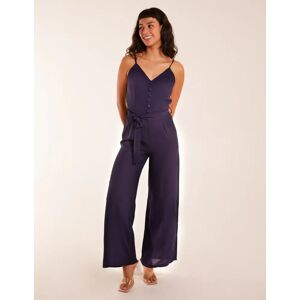 Blue Vanilla Button Front Strappy Jumpsuit - 8 / NAVY - female