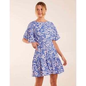 Blue Vanilla Crew Neck Aztec Tiered Mini Dress - M / BLUE - female