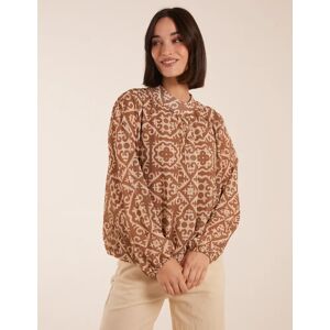 Blue Vanilla High Neck Baroque Blouse - S/M / CREAM - female