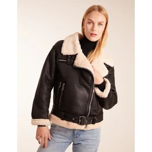 Blue Vanilla Shearing Aviator Jacket - 14 / BLACK - female