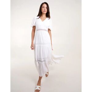 Blue Vanilla Crochet Detailing Angel Sleeve Tiered Maxi Dress - 18 / WHITE - female