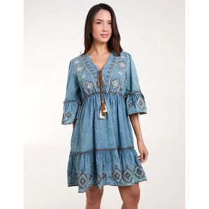 Blue Vanilla Embroidered Denim Dress - S / Light Denim - female