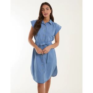 Blue Vanilla Button Front Shirt Dress - 12 / MID DENIM - female
