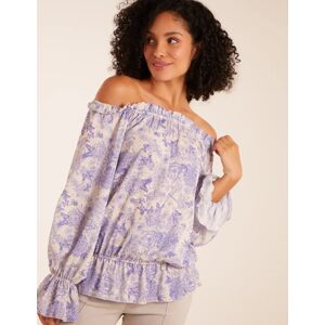 Blue Vanilla Butterfly Floral Print Gypsy Chiffon Blouse - S/M / BLUE - female