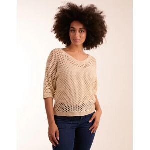 Blue Vanilla Crochet V Neck Top - ONE / BEIGE - female