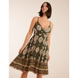 Blue Vanilla Crossover Aztec Border Dress - L / KHAKI - female