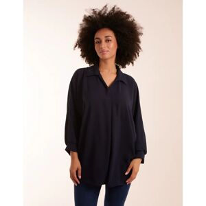 Blue Vanilla Open Collar Blouse - ONE / NAVY - female