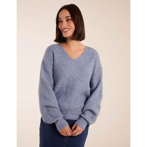 Blue Vanilla Pointelle Balloon Sleeve Jumper - S/M / DENIM - female