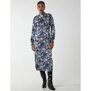 Blue Vanilla Floral Print High Neck Dress - 12 / BLACK - female