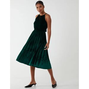 Blue Vanilla Halter Neck Pleated Midi Dress - 12 / Bottle Green - female