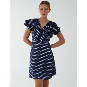 Blue Vanilla Wrap Ruffle Mini Dress - 12 / NAVY - female