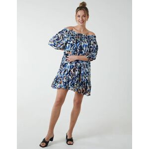 Blue Vanilla Sheared Neck Bardot Dress - S / BLUE - female