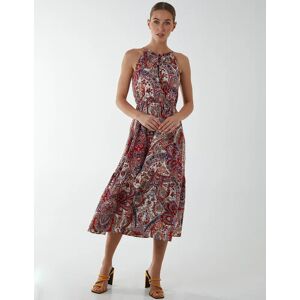 Blue Vanilla Paisley Halter Neck Keyhole Midi Dress - 10 / CREAM PATTERN - female