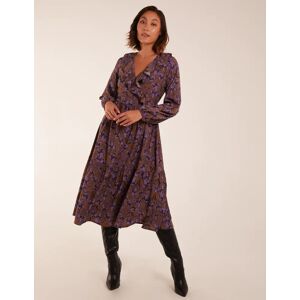 Blue Vanilla Ruffle Wrap Midi Dress - 8 / BROWN - female