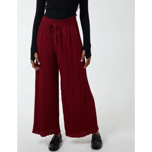 Blue Vanilla Wide Leg Pleated Trousers - S / LIGHT BURGUNDY - female