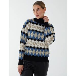 Blue Vanilla Aztec Roll Neck Jumper - S/M / BLACK - female