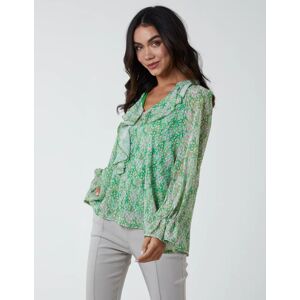 Blue Vanilla Chiffon Frill Blouse - M/L / GREEN - female