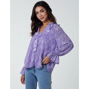 Blue Vanilla Chiffon Frill Blouse - S/M / Lilac - female