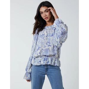 Blue Vanilla Butterfly Floral Print Gypsy Chiffon Blouse - ONE / Lilac - female