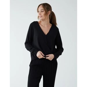 Blue Vanilla Crossover Woven Plain Blouse - S / BLACK - female