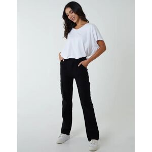 Blue Vanilla Straight Leg Pocket Detail Cargo Jeans - 14 / BLACK - female