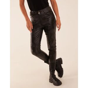 Blue Vanilla Camouflage PU Leather Skinny Jean - 14 / BLACK - female